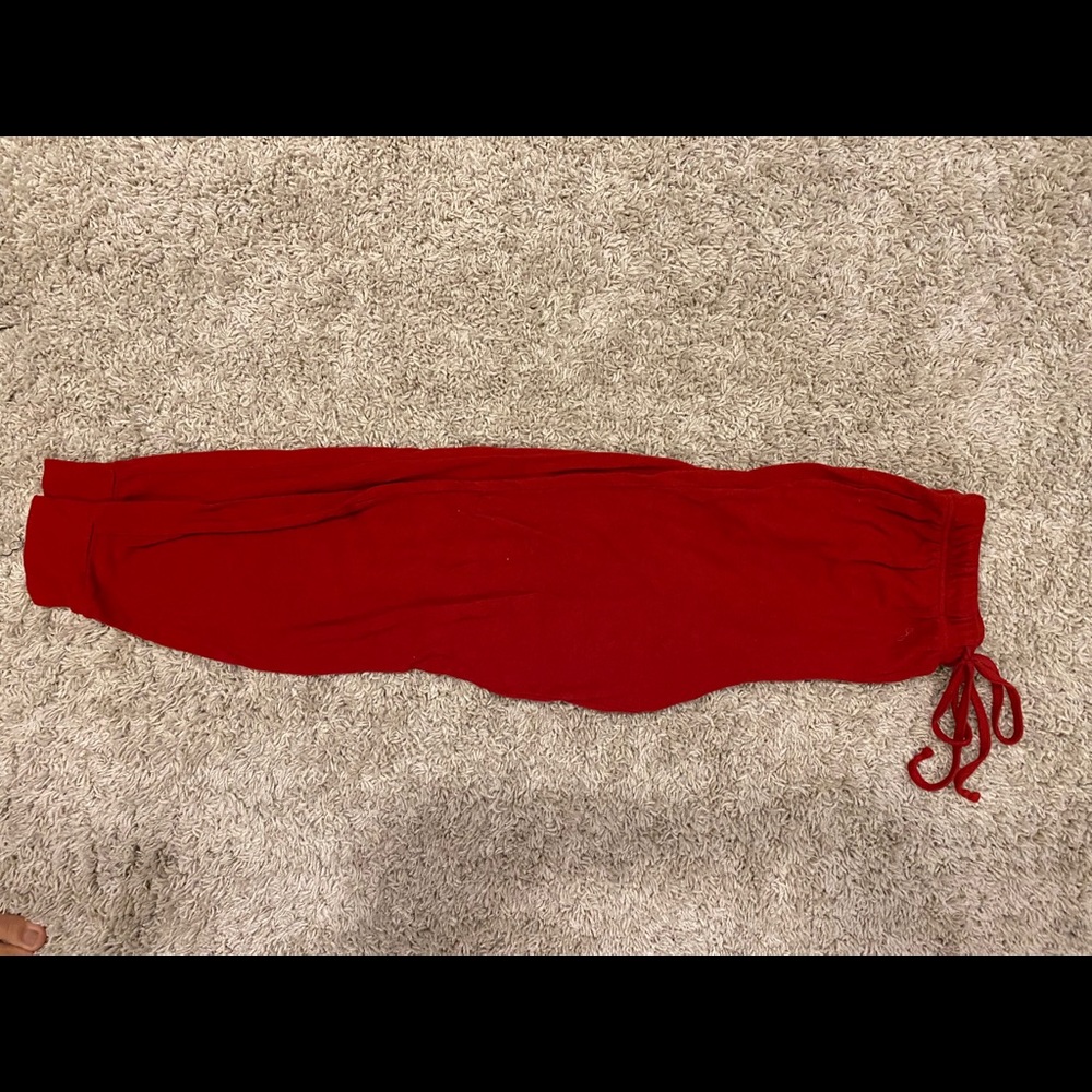 Red sweatpants